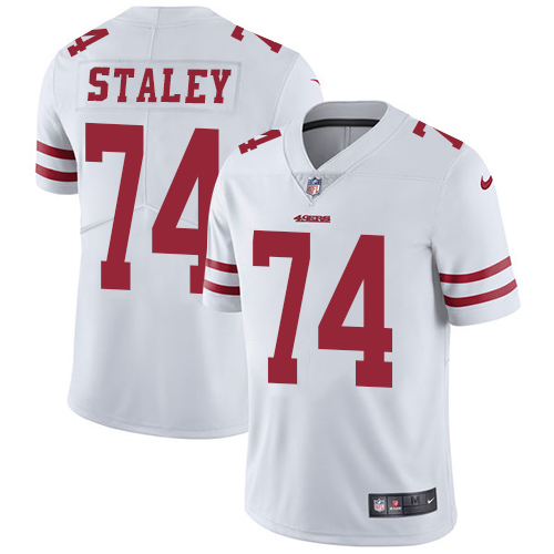 2019 men San Francisco 49ers 74 Staley white Nike Vapor Untouchable Limited NFL Jersey